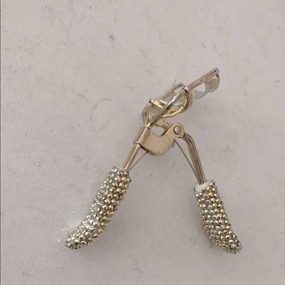 Gold Tone‎ Rhinestone Crystal Embellished Eyelash Curler Glam Beauty Tool